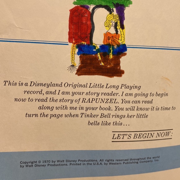 Disneyland The Story of Rapunzel Children’s Book and Vinyl Record 1970 - Picture 4 of 16